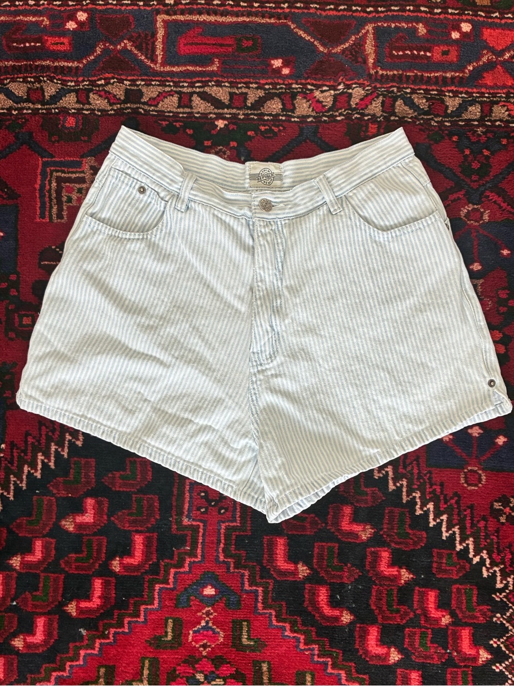 Vintage 90s Denim Republic Striped Jean Shorts